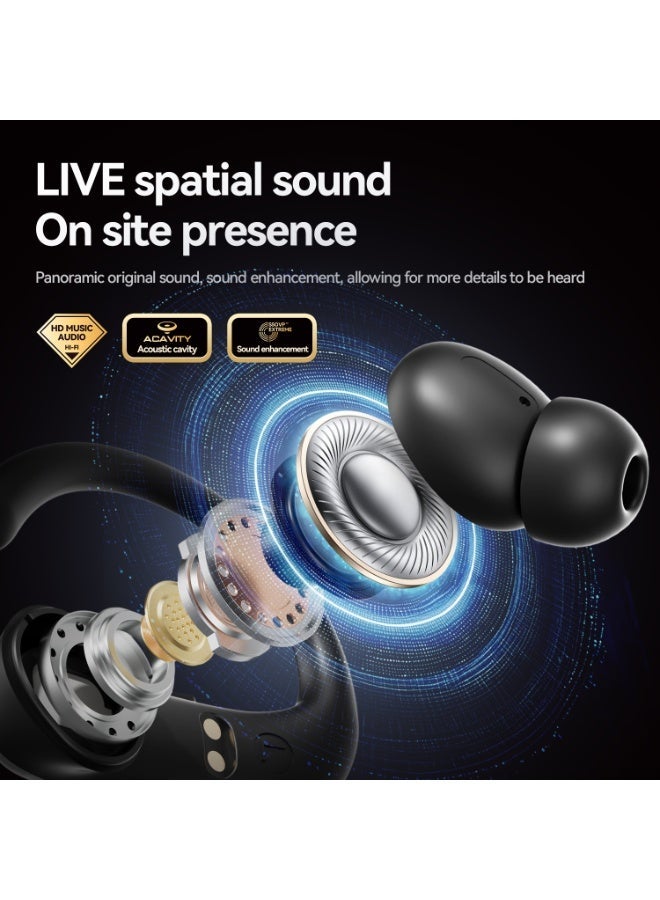 سماعات بلوتوث جديدة Qiwa-M144  - لاسلكية بالكامل، صوت محيطي عالي الجودة، خاصية إلغاء الضوضاء، سماعات رياضية وجري نصف داخل الأذن - Image 3